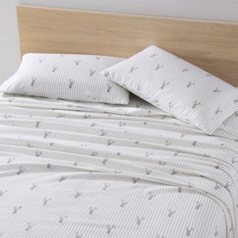 Eddie Bauer - Flannel Sheets Queen Size, Anti-Pilling & Wrinkle Resistant Cotton, Touchably Soft for All-Season Comfort - Bed Sheets with Matching Pillowcases & Fitted Sheet (Deer Lodge Beige) - Image 3